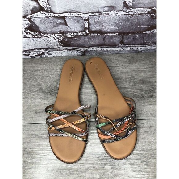 Madewell Tracie MultiColor Leather Snake Print Strappy Sandals Women Sz 9M US/40 - Picture 2 of 16